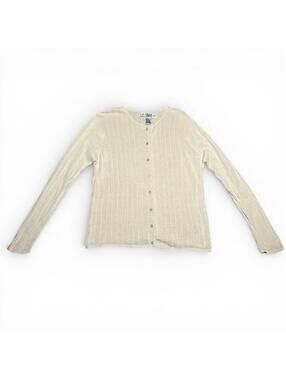 Vintage 90s Segue Cream Silk Cotton Cardigan Large